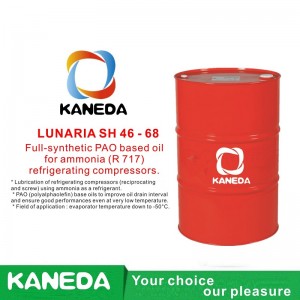KANEDA LUNARIA SH 46-68 암모니아 (R 717) 냉동 압축 기용 완전 합성 PAO 기반 오일.